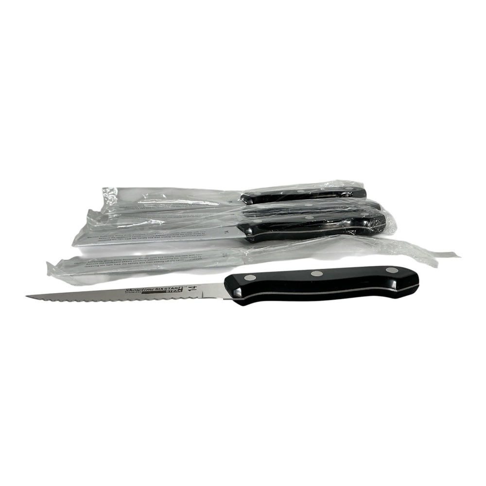 Ronco Showtime Six Star+ #14 Steak Knives Set of 4 Stainless Steel Ron Popeil